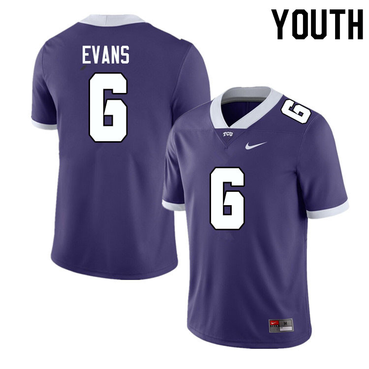Youth #6 Zach Evans TCU Horned Frogs College Football Jerseys Sale-Purple